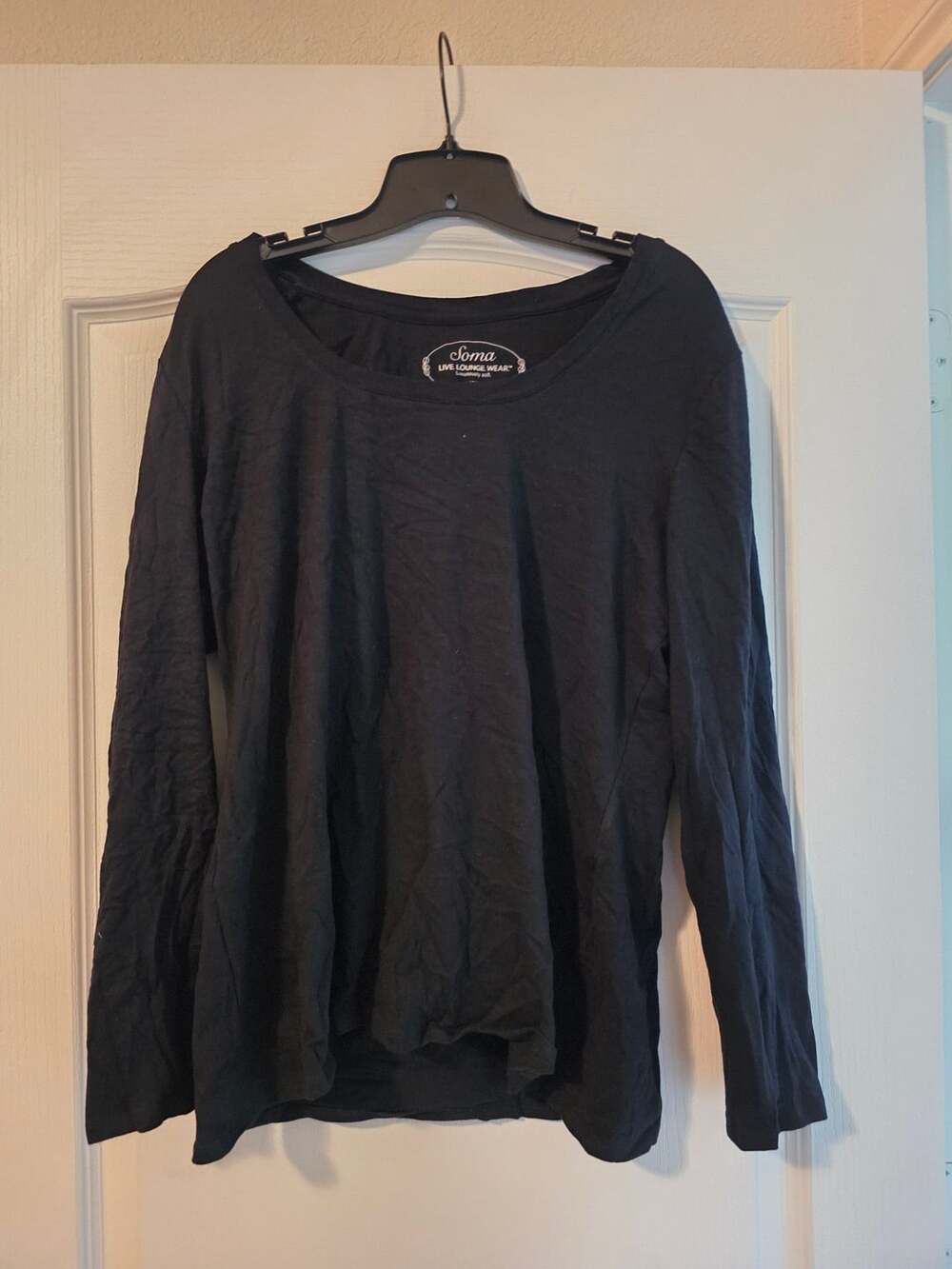 Soma Live Lounge Wear Long Sleeve Top Size Large Black